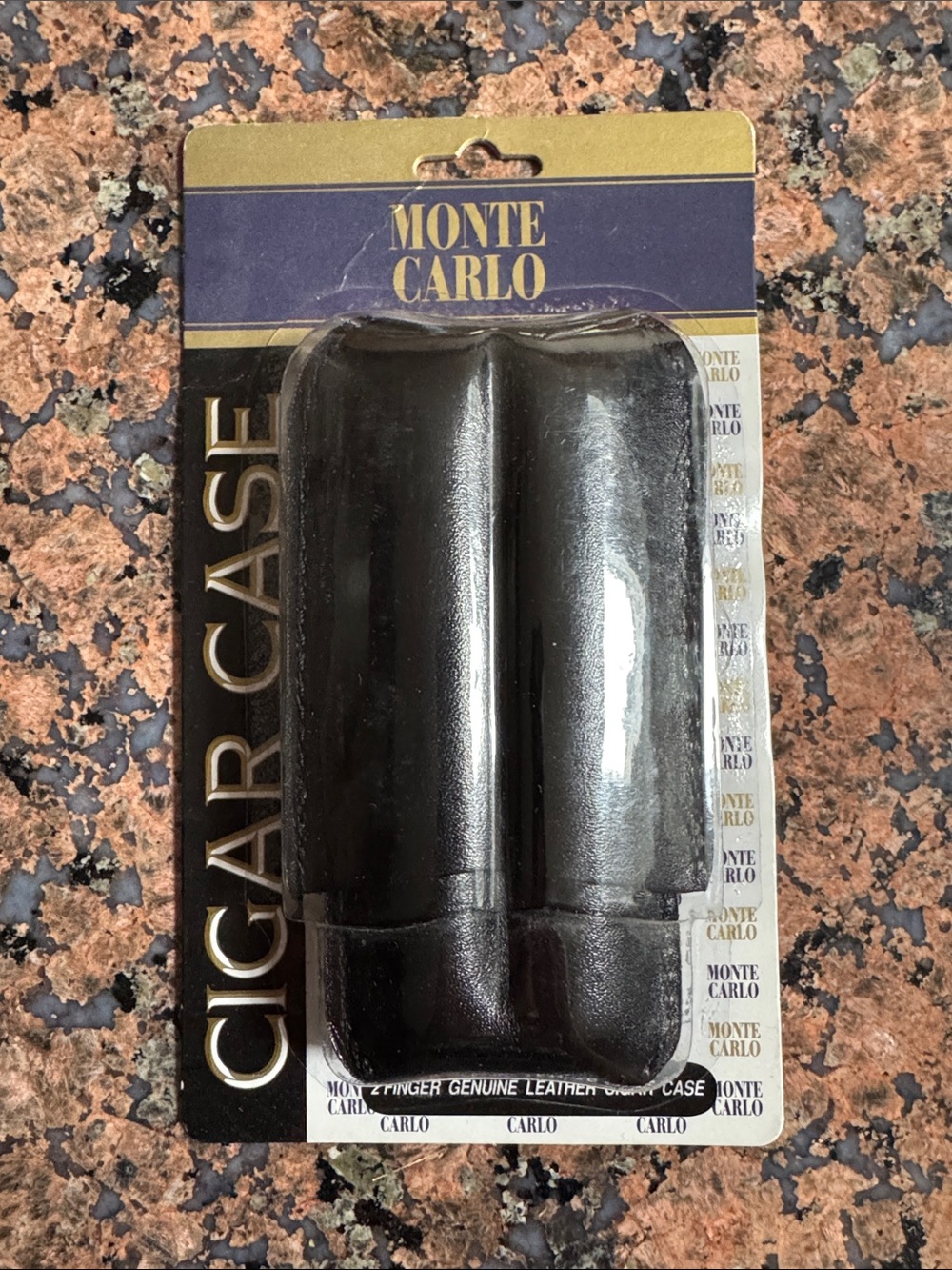 NIP Monte Carlo Black Genuine Leather 2-Finger Cigar Case